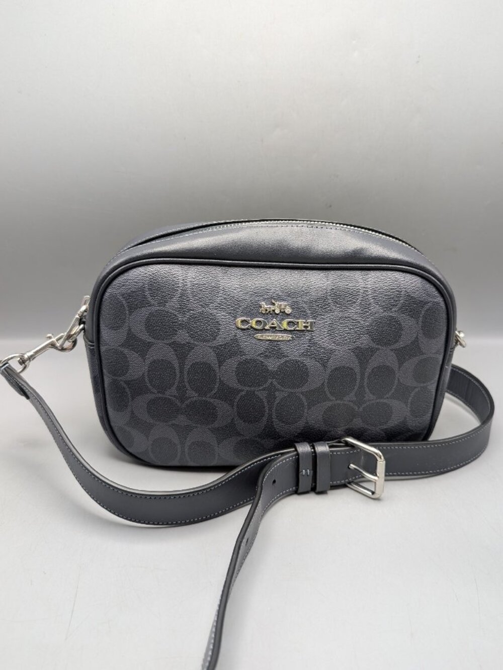 Coach Blue Monogram Coated Canvas Jamie Camera Crossbody Bag